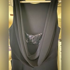 Worn once! Ralph Lauren navy gown with cowl neck back and sequin bandeau